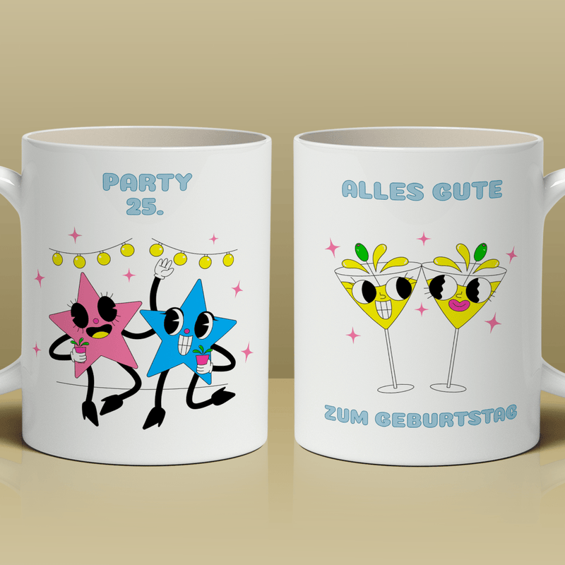 Party 25. - 1x bedruckte Tasse, personalisiertes Geschenk für Frau - Adamell.de