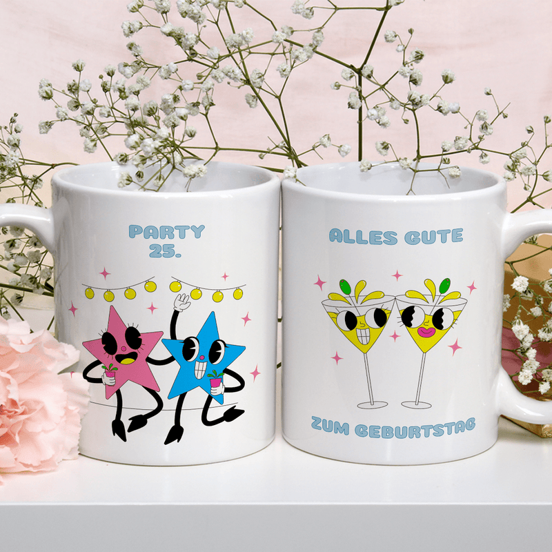 Party 25. - 1x bedruckte Tasse, personalisiertes Geschenk für Frau - Adamell.de