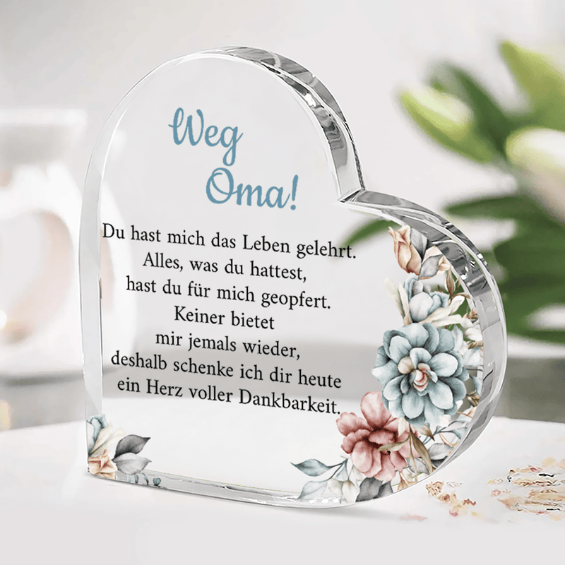 Pastellblumen - Glasherz, personalisiertes Geschenk für Oma - Adamell.de