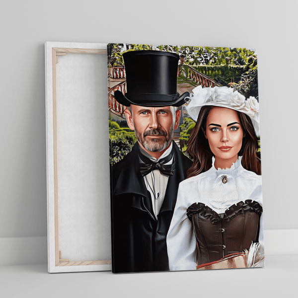 Portrait Paar Dame + Mann - Druck auf Leinwand, personalisiertes Geschenk für ein Paar - Adamell.de