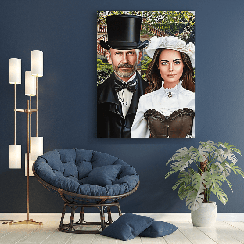 Portrait Paar Dame + Mann - Druck auf Leinwand, personalisiertes Geschenk für ein Paar - Adamell.de