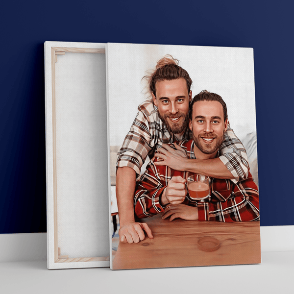 Porträt Brüder - Druck auf Leinwand, personalisiertes Geschenk für deinen Bruder - Adamell.de