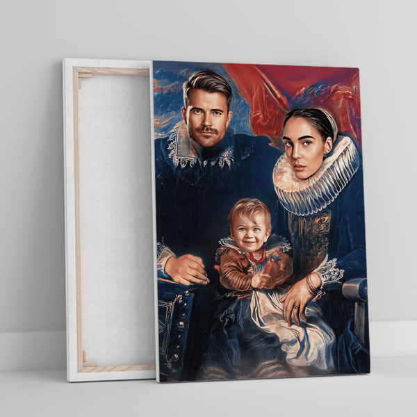 Porträt der königlichen Familie - Druck auf Leinwand, personalisiertes Geschenk für Eltern - Adamell.de