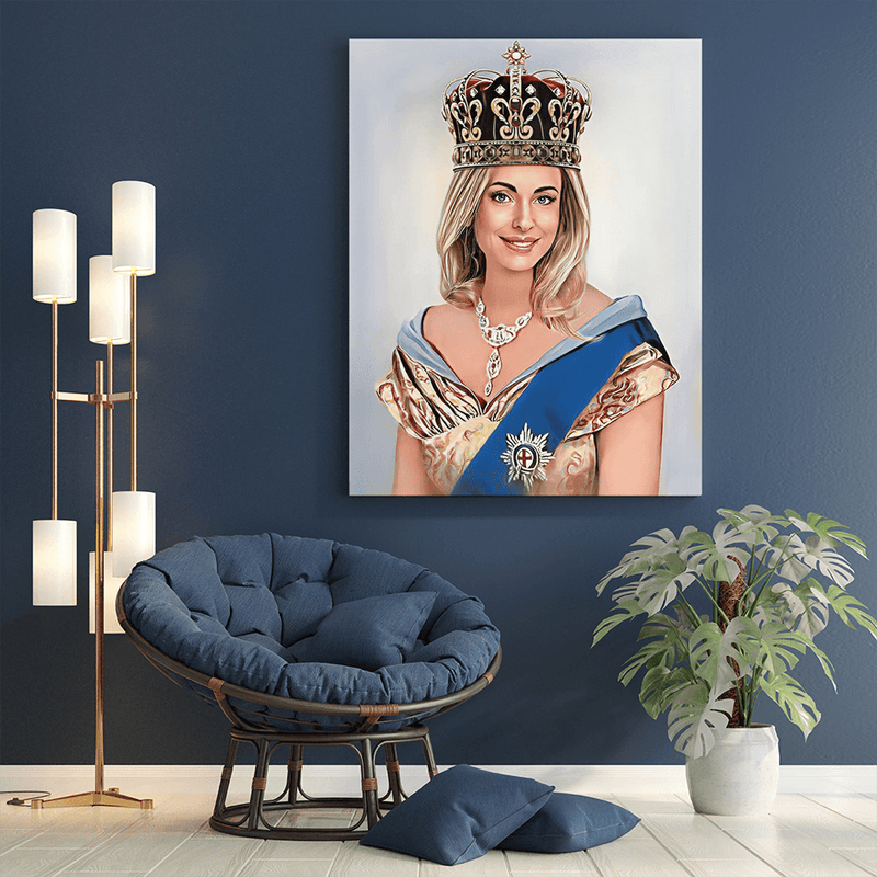 Porträt der Queen auf personalisiertes Leinwand, Geschenk - Druck