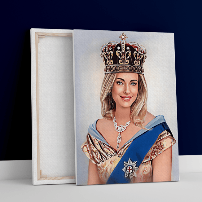 Porträt der Queen - Druck auf Leinwand, personalisiertes Geschenk für Frau - Adamell.de