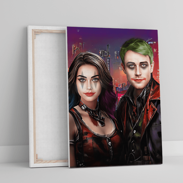 Porträt des Joker-Paares - Druck auf Leinwand, personalisiertes Geschenk für ein Paar - Adamell.de
