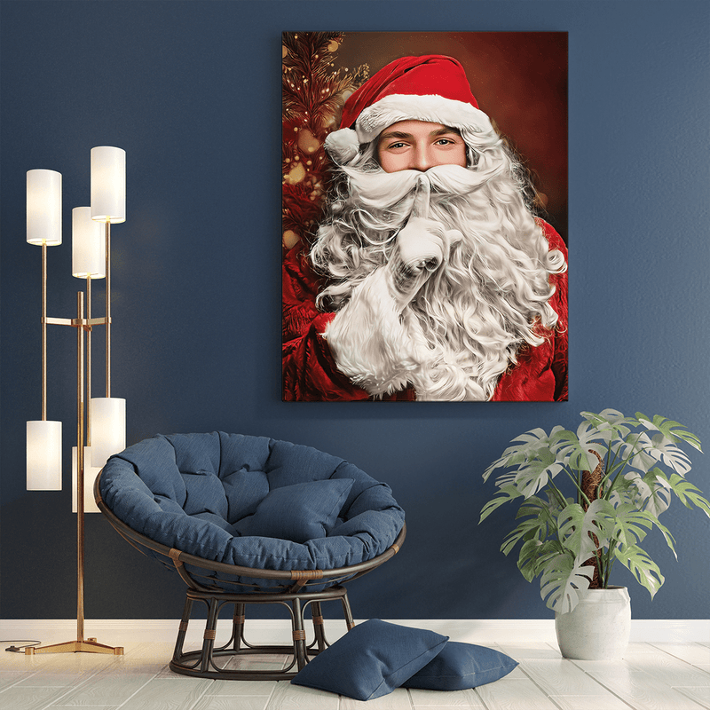 Porträt des Weihnachtsmanns - Druck auf Leinwand, personalisiertes Geschenk für Mann - Adamell.de