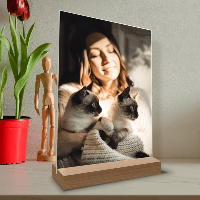 Porträt eines Mädchens mit Haustieren - Druck auf Glas, personalisiertes Geschenk - Adamell.de