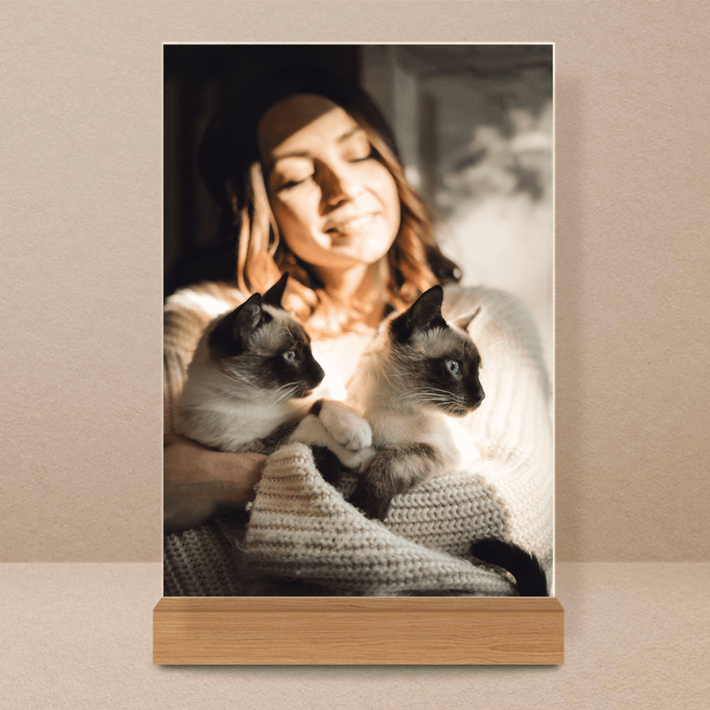 Porträt eines Mädchens mit Haustieren - Druck auf Glas, personalisiertes Geschenk - Adamell.de