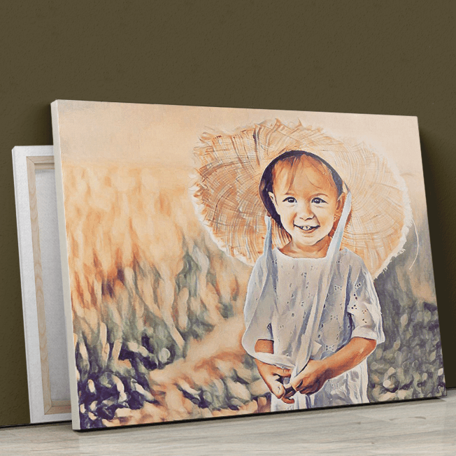 Porträt in Naturtönen - Druck auf Leinwand, personalisiertes Geschenk für Kind - Adamell.de
