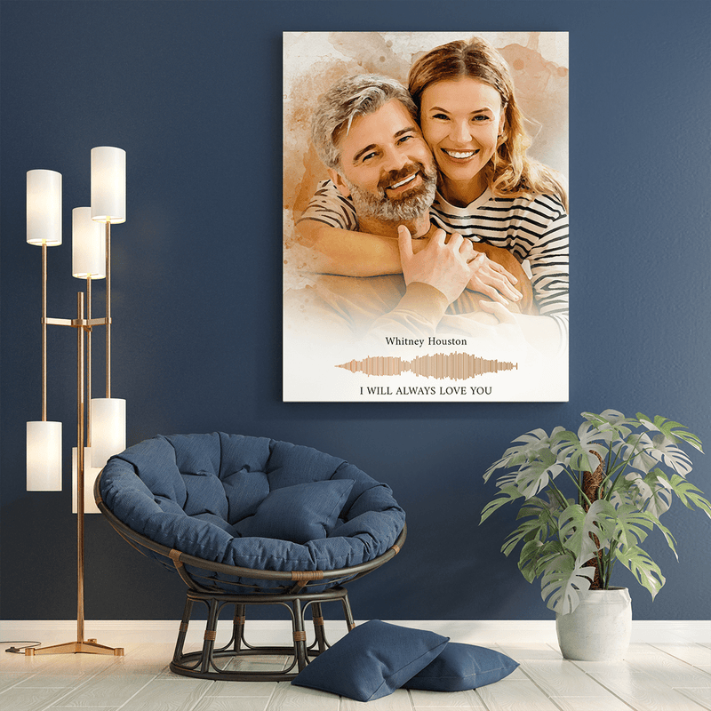 Porträt + Lieblingsstück - Druck auf Leinwand, personalisiertes Geschenk für Papa - Adamell.de