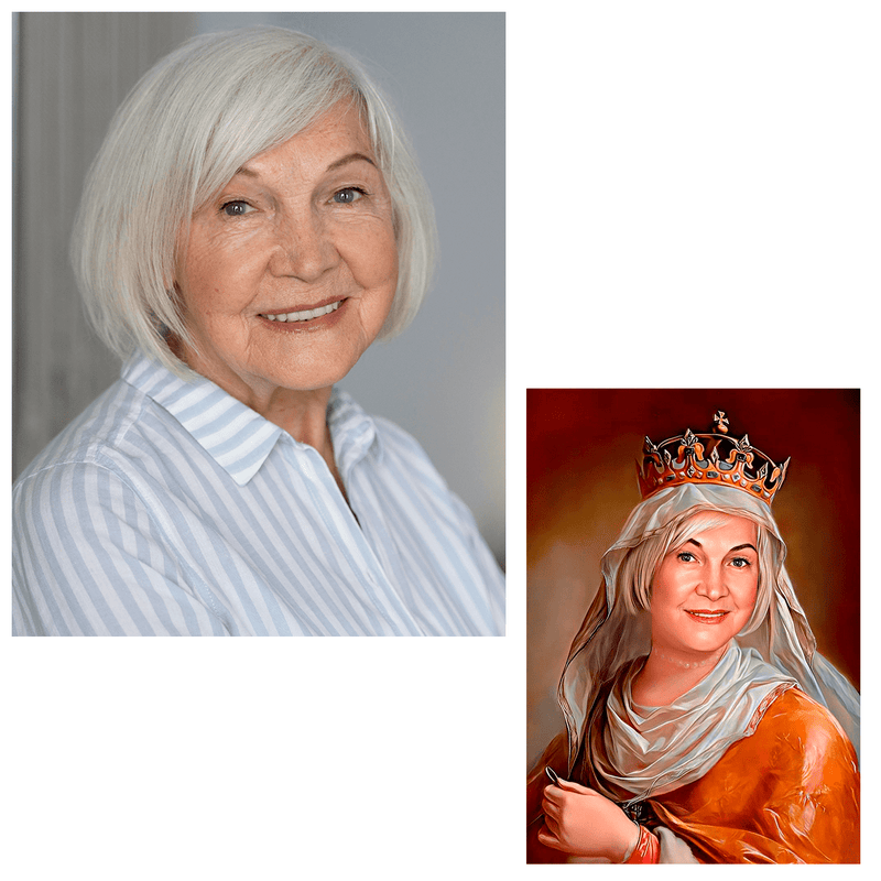 Porträt von Königin Jadwiga - Druck auf Leinwand, personalisiertes Geschenk für Oma - Adamell.de