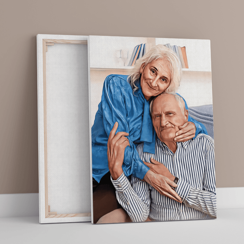 Porträt von Oma und Opa - Druck auf Leinwand, personalisiertes Geschenk für Großeltern - Adamell.de