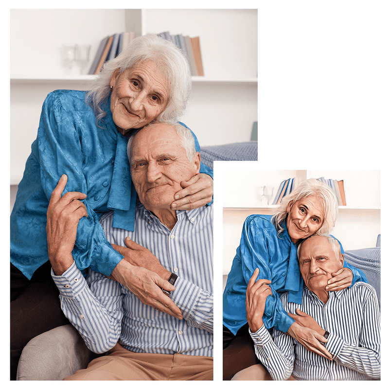 Porträt von Oma und Opa - Druck auf Leinwand, personalisiertes Geschenk für Großeltern - Adamell.de