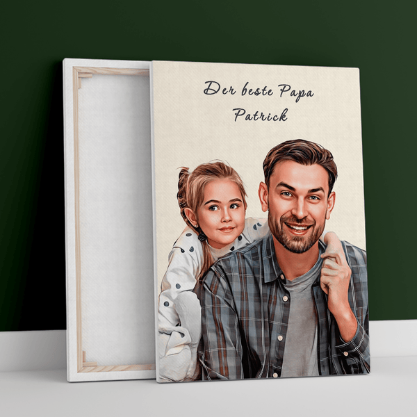 Porträt von Vater und Tochter - Druck auf Leinwand, personalisiertes Geschenk für Papa - Adamell.de