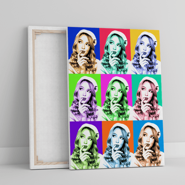 Portret Pop Art - Druck auf Leinwand, personalisiertes Geschenk für Frau - Adamell.de