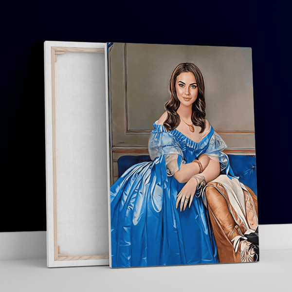 Prinzessinnenporträt - Druck auf Leinwand, personalisiertes Geschenk für Frau - Adamell.de
