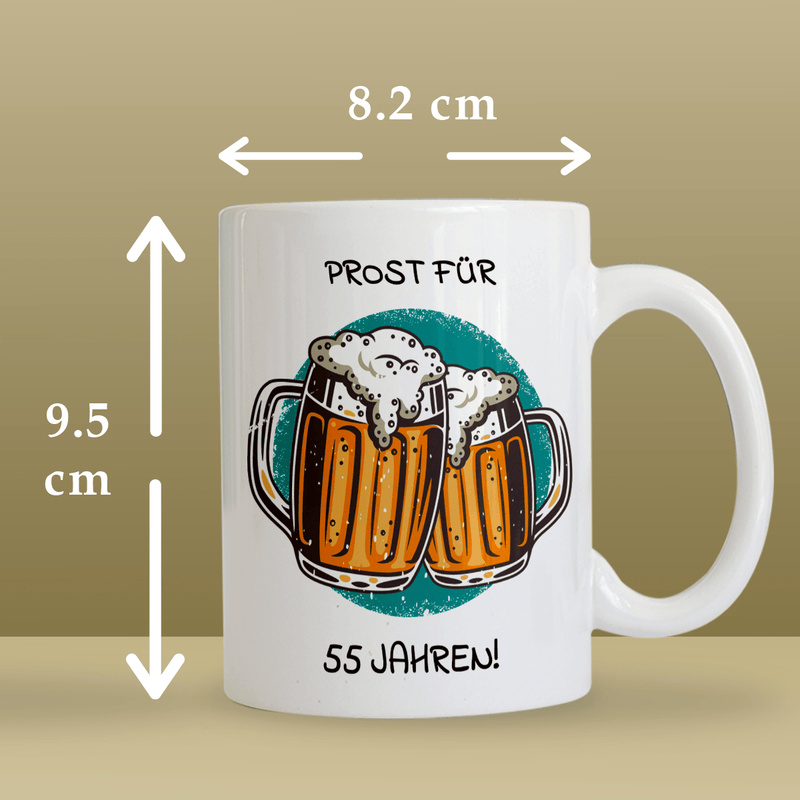 Prost für 55. - Bedruckte Tasse, personalisiertes Geschenk - Adamell.de