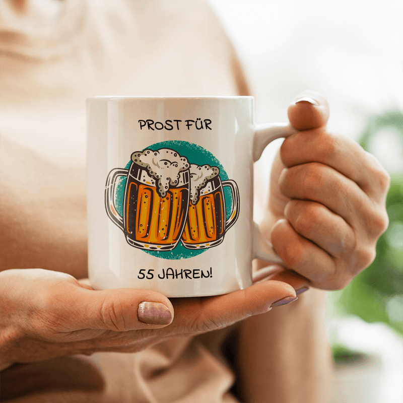 Prost für 55. - Bedruckte Tasse, personalisiertes Geschenk - Adamell.de