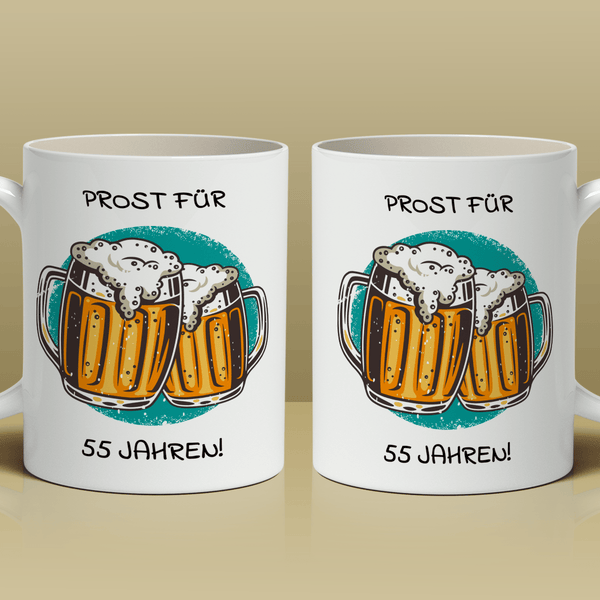 Prost für 55. - Bedruckte Tasse, personalisiertes Geschenk - Adamell.de