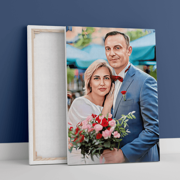 Realistische Skizze eines Paars - Druck auf Leinwand, personalisiertes Geschenk für Paar - Adamell.de