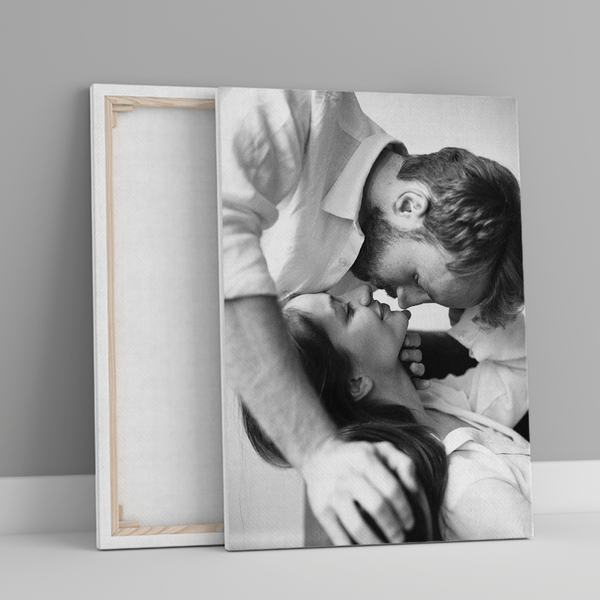 Romantisches Schwarz-Weiß-Foto - Druck auf Leinwand, personalisiertes Geschenk für Mann - Adamell.de