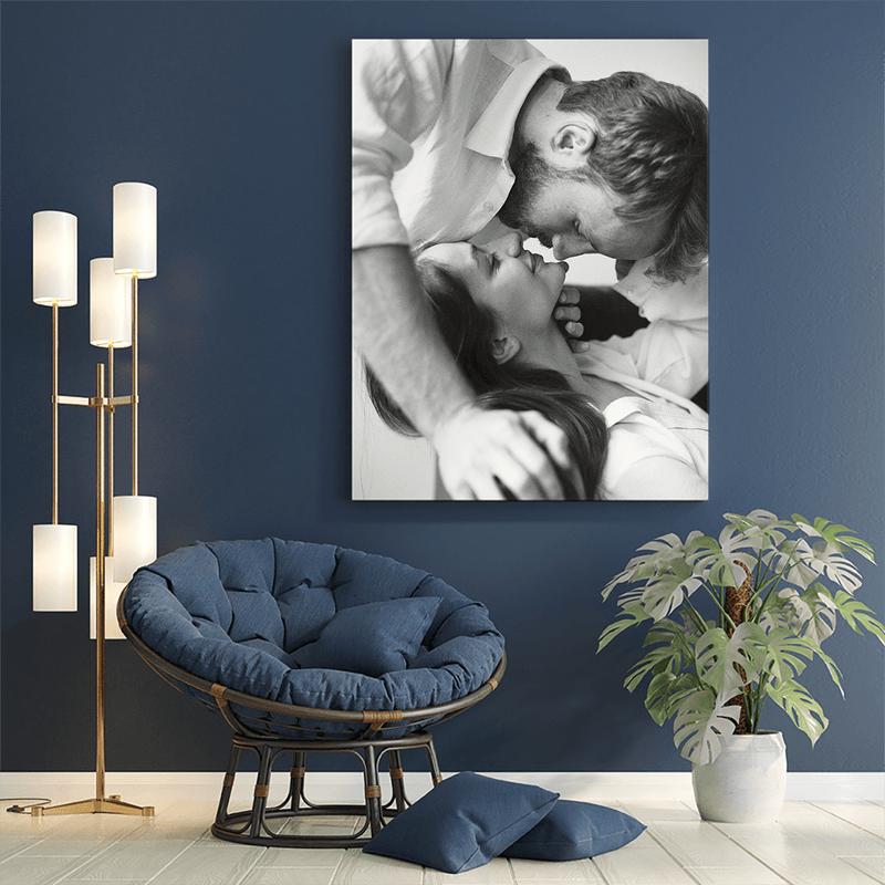 Romantisches Schwarz-Weiß-Foto - Druck auf Leinwand, personalisiertes Geschenk für Mann - Adamell.de