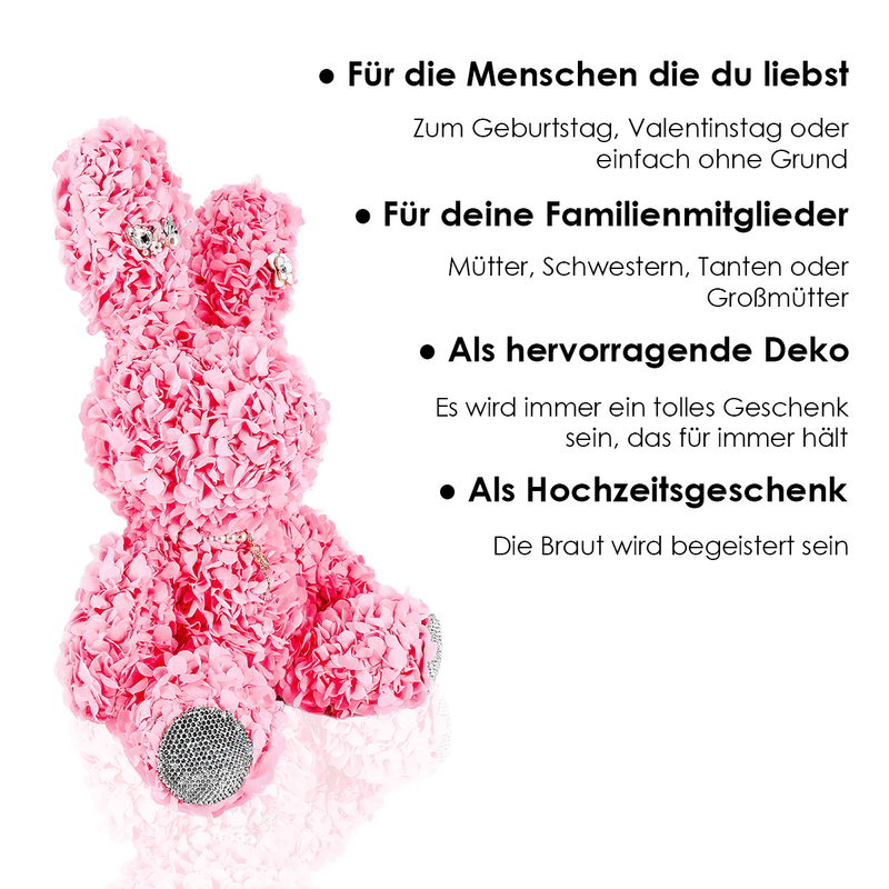 Rosa Häschen-Set - Rosenblütenhase, Geschenk für ein Mädchen - Adamell.de