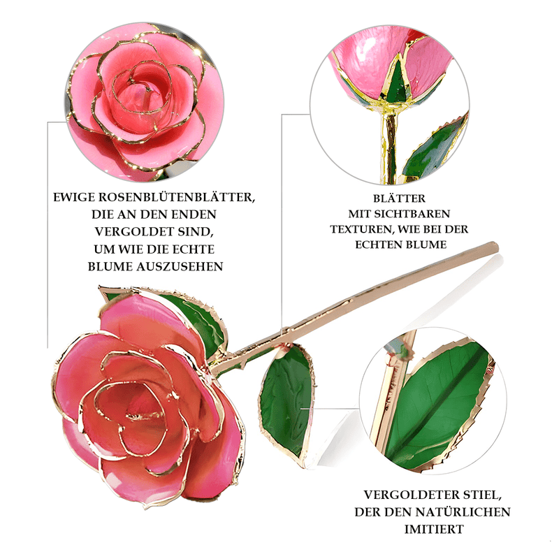 Rosa Rose in 24 Karat Gold gehüllt + Kostenlose Geschenke enthalten - Adamell.de