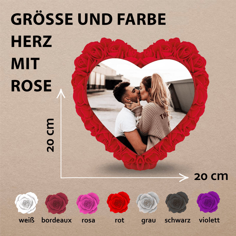 Rose Herz Paar - Rosenherz mit Aufdruck, personalisiertes Geschenk - Adamell.de