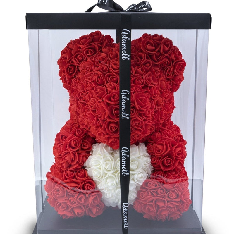 Rosenbär Roter mit Herz 40cm, Geschenk für freundin, mama, valentinstag, geburstag, weihnachtsgeschenke, muttertagsgeschen, Weltfrauentag - Adamell.de
