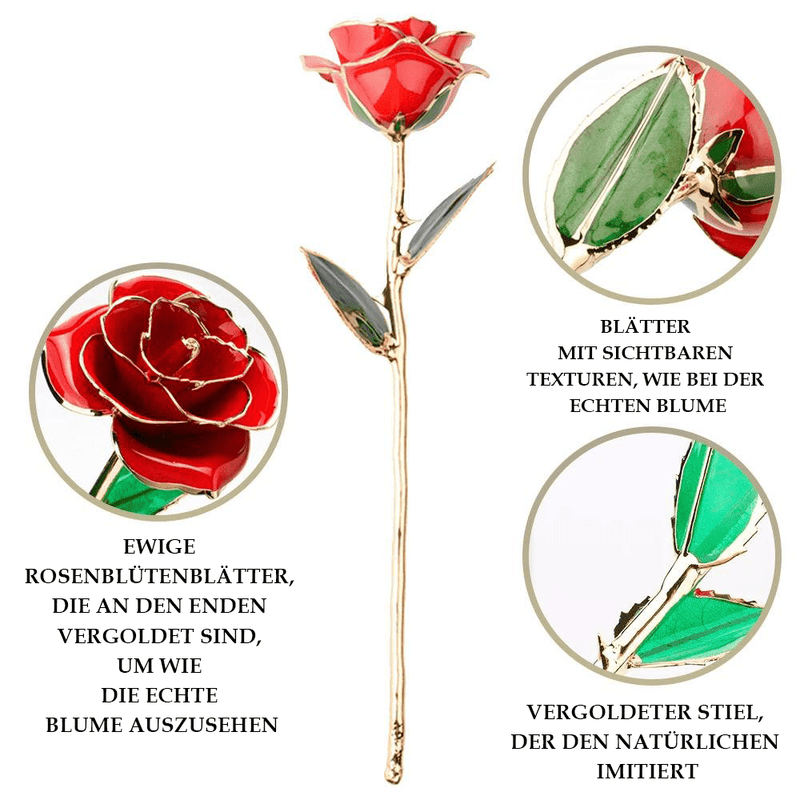 Rote Ewige Rose 24K | Handgefertigt | Geschenk für frauen, freundin, mama, valentinstag, geburstag, weihnachtsgeschenke, muttertagsgeschen, Weltfrauentag - Adamell.de
