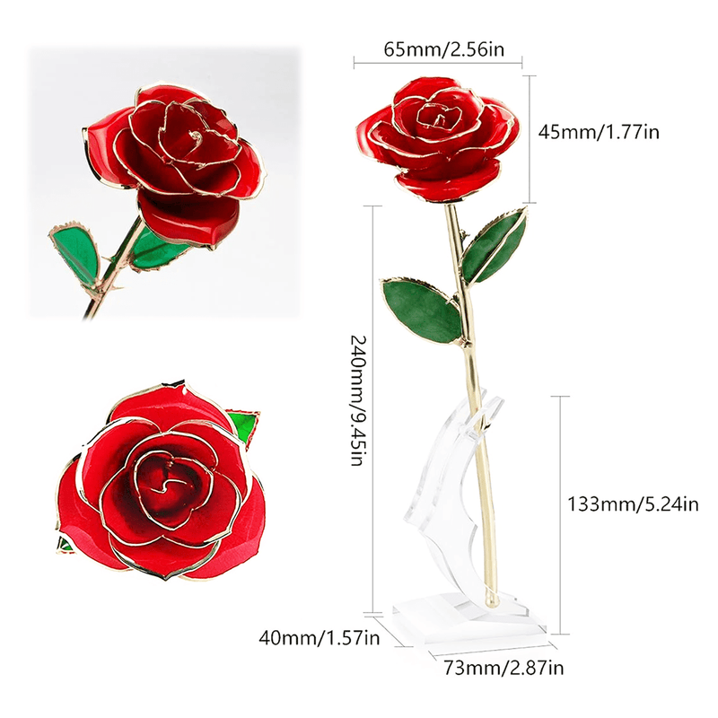 Rote Ewige Rose 24K | Handgefertigt | Geschenk für frauen, freundin, mama, valentinstag, geburstag, weihnachtsgeschenke, muttertagsgeschen, Weltfrauentag - Adamell.de