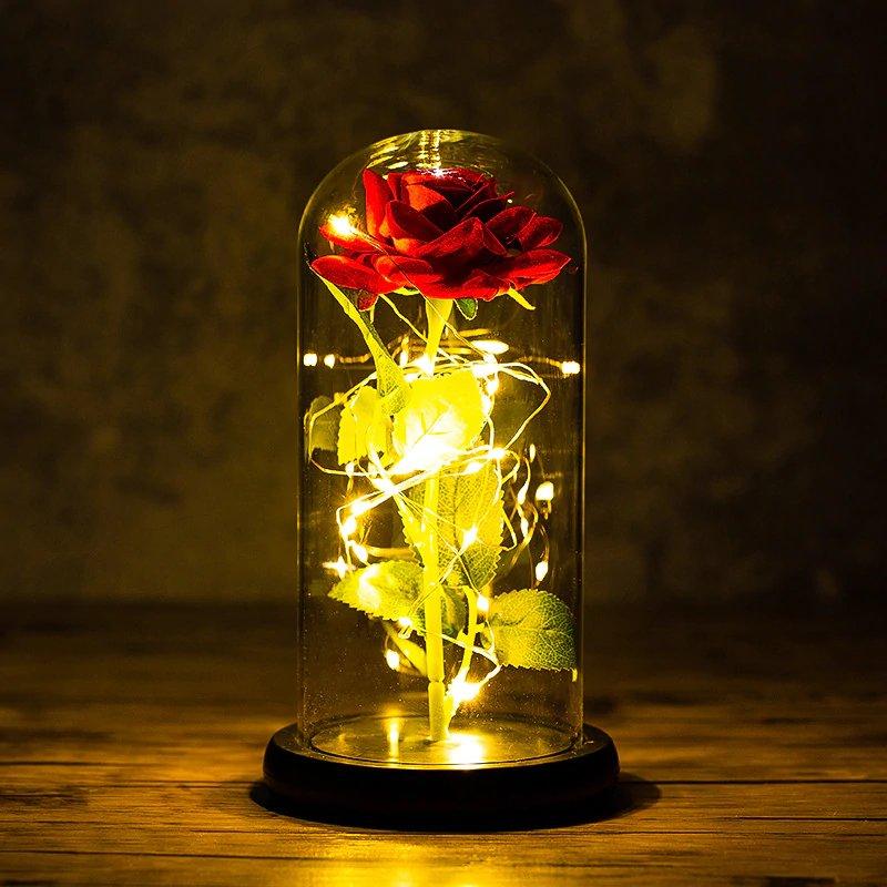 Rote Ewige Rose im Glas LED, Geschenk für frauen, freundin, mama, valentinstag, geburstag, muttertagsgeschen, Weltfrauentag - Adamell.de