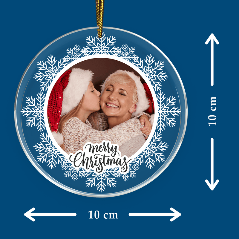 Schneeflocke + Fotos - Christbaumkugel, personalisiertes Geschenk für Oma - Adamell.de