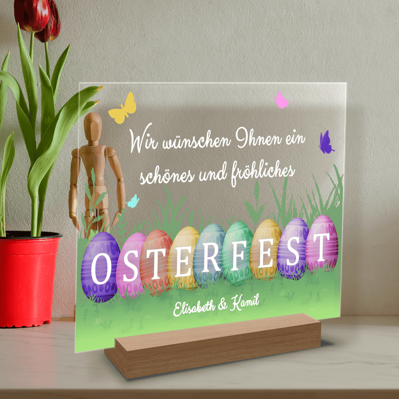 Schönes und fröhliches Feiertage - Druck auf Glas, personalisiertes Geschenk zu Ostern - Adamell.de