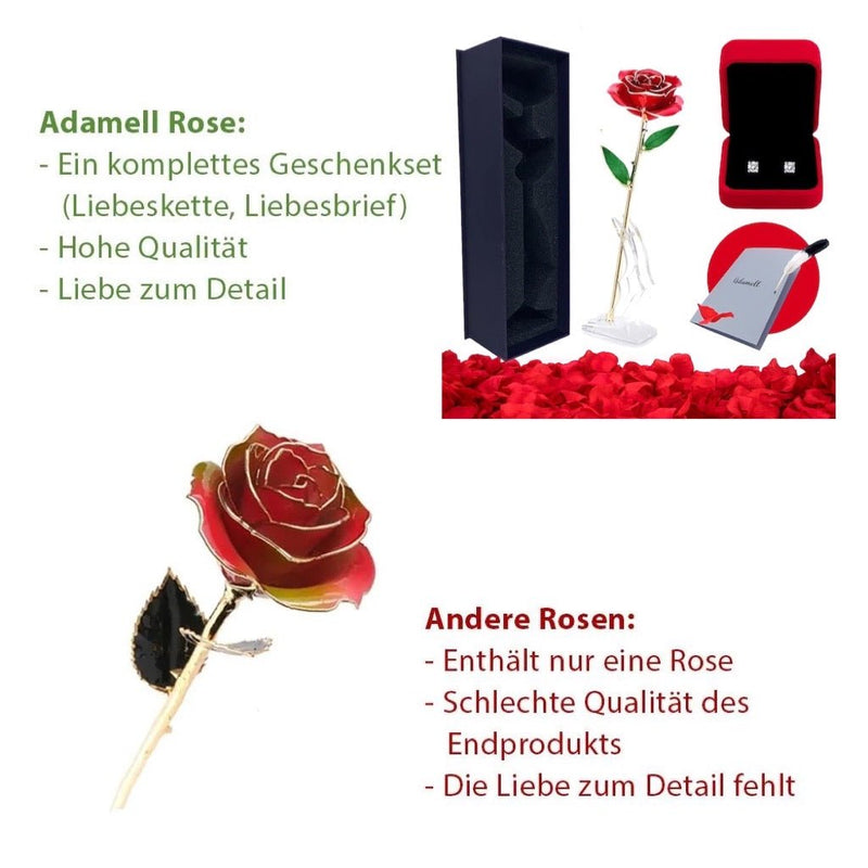 Schwarz ewige Rose in 24 Karat Gold gehüllt + Kostenlose Geschenke enthalten - Adamell.de