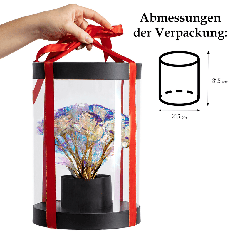 Schwarz Schachtel mit ewigen Rosen LED-Strauß + KOSTENLOSE - Adamell.de