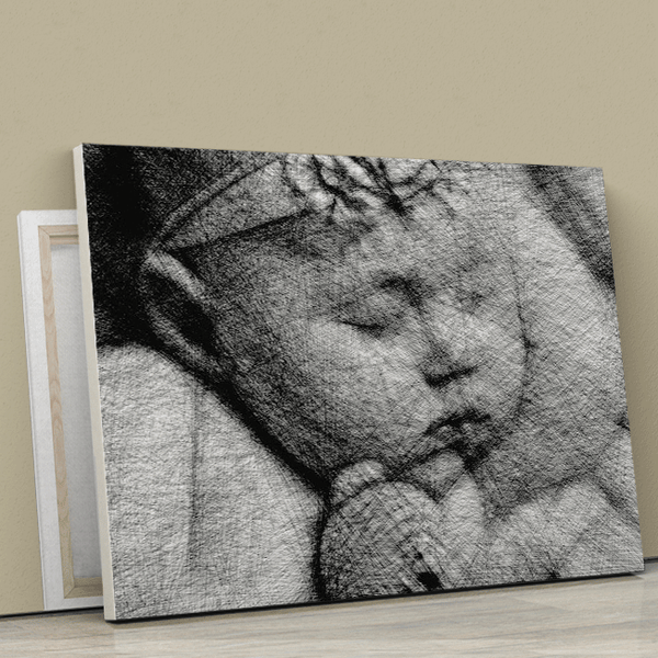 Schwarz-Weiß - Bild eines Kindes - Druck auf Leinwand, personalisiertes Geschenk - Adamell.de