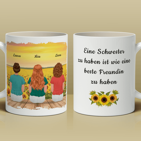 Schwester Clipart - 1x Bedruckte Tasse, personalisiertes Geschenk für Schwester - Adamell.de