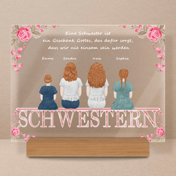 Schwestern - Druck auf Glas, personalisiertes Geschenk für Geschenk für Schwester - Adamell.de