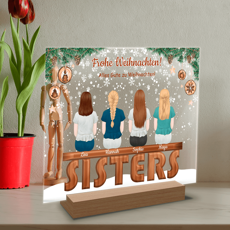 Schwestern Weihnachten Clipart - Druck auf Glas, personalisiertes Geschenk für Schwester - Adamell.de