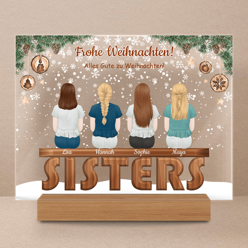 Schwestern Weihnachten Clipart - Druck auf Glas, personalisiertes Geschenk für Schwester - Adamell.de