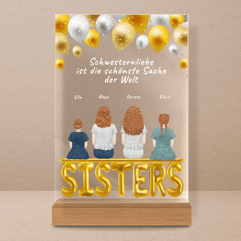 Schwesternliebe Clipart - Druck auf Glas, personalisiertes Geschenk für Schwester - Adamell.de