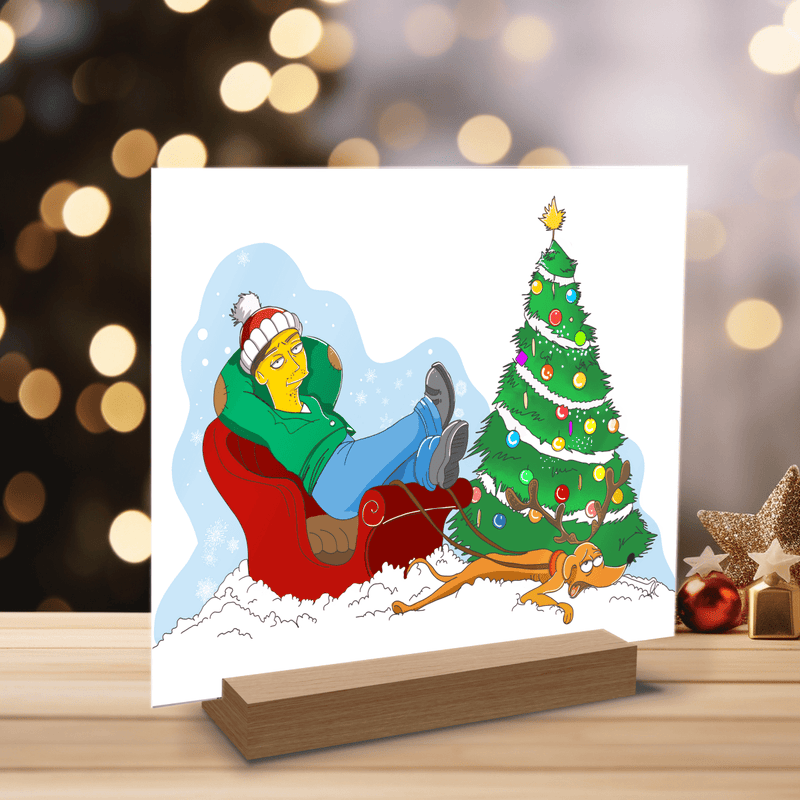 Simpson Weihnachtsporträt - Druck auf Glas, personalisiertes Geschenk für ihn - Adamell.de