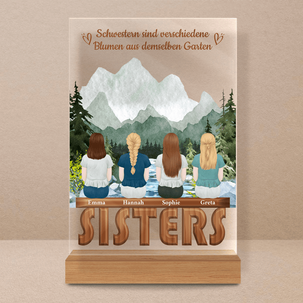 Sisters Berge - Druck auf Glas, personalisiertes Geschenk für Schwester - Adamell.de