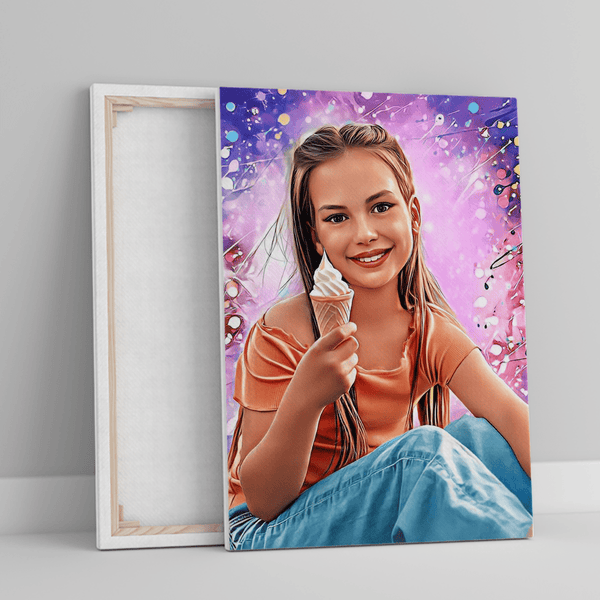 Skizze mit buntem Hintergrund - Druck auf Leinwand, personalisiertes Geschenk für Kind - Adamell.de