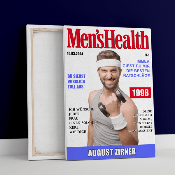 Sportmagazin - Druck auf Leinwand, personalisiertes Geschenk für Mann - Adamell.de