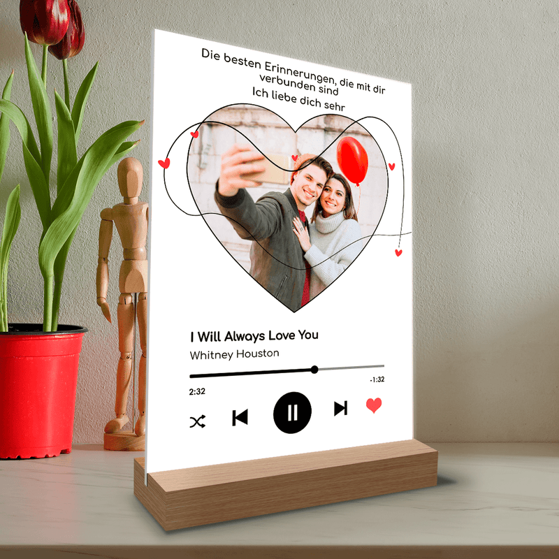 Spotify Herz + Song - Druck auf Glas, personalisiertes Geschenk für ein Paar - Adamell.de