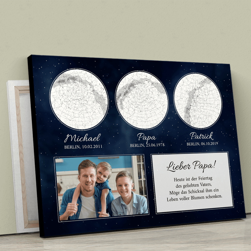 Sternkarte für Papa - Druck auf Leinwand, personalisiertes Geschenk für Papa - Adamell.de